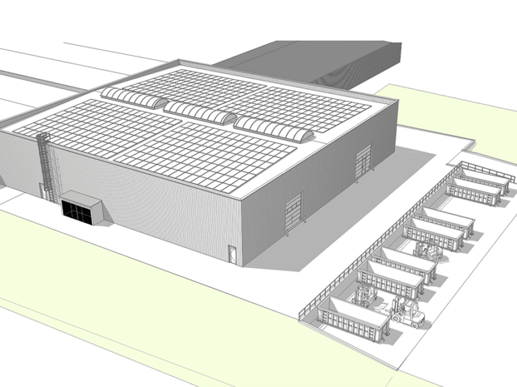 extension bâtiment industriel avec panneaux solaires